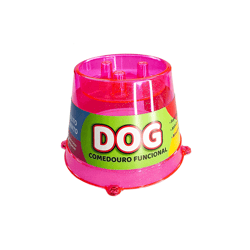 Comedouro Lento Pet Toys 250Ml Para Cães - Rosa Com Glitter