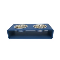 Comedouro Modern Duplo Hello Pet Azul Para Cães E Gatos - Tamanho G