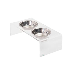 Comedouro Modernpet Duplo Acrílico E Inox - 1200Ml - Tamanho G