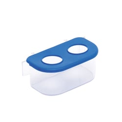 Comedouro Oval 2 Furos Com Gancho Tudo Pet Azul - 1 Unidade