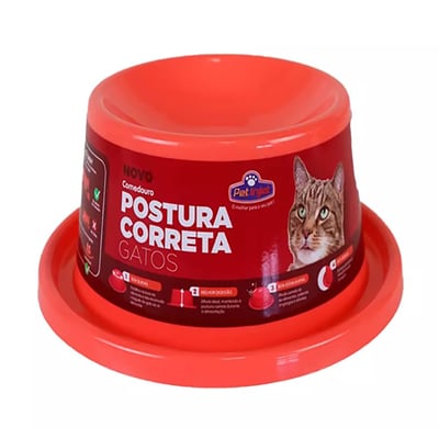 Comedouro Pet Injet Postura Correta Gato Vermelho