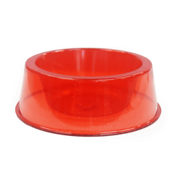 Comedouro Pet Toys 1900Ml Vermelho Transparente Com Glitter Para Cachorros