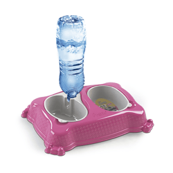 Comedouro Plaspet New Pratic Pequeno Rosa Para Cachorros