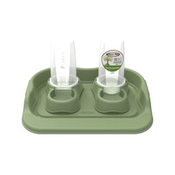 Comedouro Plast Pet Kit Flex Gourmet Eco Verde Oliva Para Cães E Gatos 650Ml - 1 Unidade