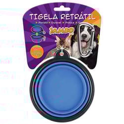 Comedouro Retrátil Jambo Azul Médio - 1 Unidade