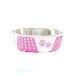 Comedouro The Pets Inox Decorado Pata Bolinha Rosa 1400Ml - 1 Unidade