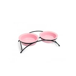 Comedouro The Pets Porcelana Duplo Suspenso Rosa Para Cães - 250Ml