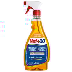 Desinfetante Bactericida Vet+20 Limão Cravo Spray - 500Ml