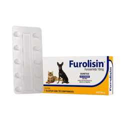 Diurético Furolisin Vetnil 10Mg Para Cães E Gatos - 10 Comprimidos - 10 Miligramas