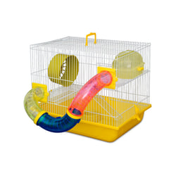 Gaiola Bragança 3 Tubos Para Hamsters - Branca E Amarela