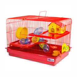 Gaiola Hamster 2 Andares Big Space Vermelha Jel Plast - 1 Unidade