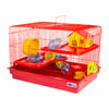 Gaiola Hamster 2 Andares Big Space Vermelha Jel Plast - 1 Unidade