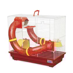 Gaiola Para Hamster Com Tubos Divertidos 3 Andares Bragança Vermelha - 1 Unidade
