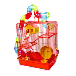 Gaiola Vermelha Jel Plast 3 Andares Para Hamster - 1 Unidade