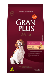 Gran Plus Menu Light Frango E Arroz Para Cães Adultos - 15Kg