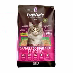 Granulado Higiênico De Madeira Ipet Woods Para Gatos - 20Kg - 20 Kilos