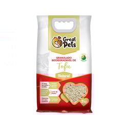 Granulado Higiênico Great Pets Premium Biodegradável Tofu Natural Para Gatos - 2Kg