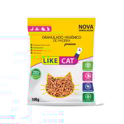 Granulado Higiênico Like Cat Para Gatos - Madeira - 10 Kilos