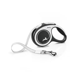 Guia Fita New Comfort Flexi Para Cães Preta E Branco - 1 Unidade - Tamanho PP