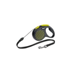 Guia Flexi Design Cordão Preto/Amarelo Para Cachorros - Tamanho M