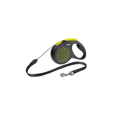 Guia Flexi Design Cordão Preto/Amarelo Para Cachorros - Tamanho M