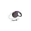 Guia Flexi Design Para Cães - Cordão Preto E Rosa - 1 Unidade - Tamanho XS