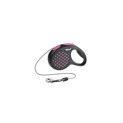 Guia Flexi Design Para Cães - Cordão Preto E Rosa - 1 Unidade - Tamanho XS