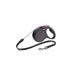 Guia Flexi Design Preto E Rosa Para Cachorros - Cordão - Tamanho M
