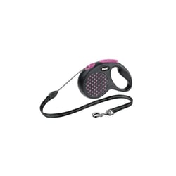 Guia Flexi Design Preto E Rosa Para Cães - Tamanho P