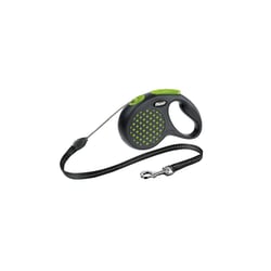 Guia Flexi Design Preto E Verde Para Cães - Cordão - Tamanho P