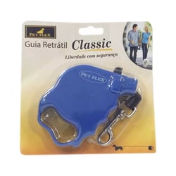 Guia Retrátil Pet Flex Classic Azul 2M Para Cachorros Até 5Kg
