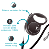 Guia Retrátil Flexi Black Design Prata Pp - 1 Unidade