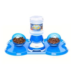 Jogo Americano Comedouro E Bebedouro Truqys Pets Para Cães Azul - 1 Kit