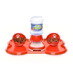 Jogo Americano Comedouro E Bebedouro Truqys Pets Vermelho Para Cães - 1 Kit