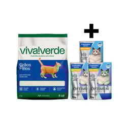 Kit Areia Higiênica Petfive 4Kg + Ração Úmida Optimum Para Gatos