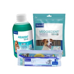 Kit Bucal Virbac Veggiedent Fresh + Saúde Oral Virbac + Aquadent Fresh - 1 Unidade