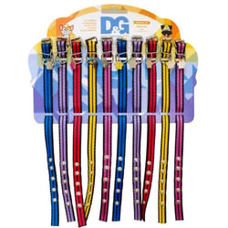 Kit Cartela Coleira Nylon Listras Pingente M 10Un