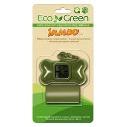Kit Cata Caca Bio Eco Green Jambo Pet Com Porta Saquinhos - 2 Rolos