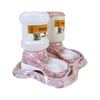 Kit Comedouro E Bebedouro Automático Truqys Pet - Plástico Mármore Carrara Rosé - Para Cães E Gatos