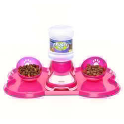 Kit Comedouro E Bebedouro Rosa Truqys Pets - 1 Unidade