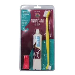 Kit Dental Animalíssimo - Escova, Dedeira E Creme Dental Amarelo - 1 Unidade