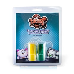 Kit Dental Catdog Cães E Gatos - 2 Dedeiras Cores Sortidas