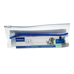 Kit Higiene Oral Para Cães E Gatos Virbac C.E.T. - Pasta Escova E Necessaire - 1 Unidade