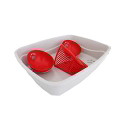 Kit Higiênico Truqys Pet Bandeja Furba E Comedouro Para Gatos - Vermelho