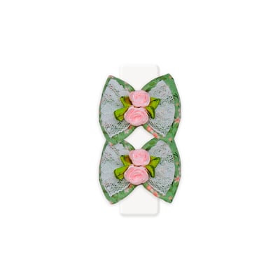 Laço Renda Floral Leo & Lia Verde Tamanho G Para Cachorros E Gatos
