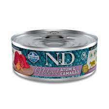 Lata Natural N&D Atum E Camarão Para Gatos - 80G