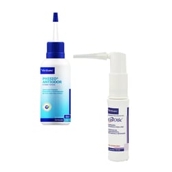 Limpador E Anti Odor Auricular Virbac Phisio Para Cães E Gatos - Kit