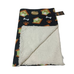 Manta Soft Camapet Para Cães E Gatos Ossinho Preto Lã Sherpa Ovelha - 1 Unidade