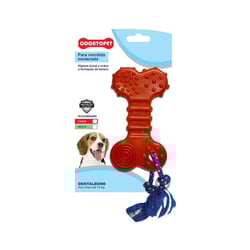 Mordedor Osso Dentalbone Flat Vermelho Odontopet Para Cães Até 15Kg - 1 Unidade