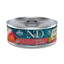 N&D Gato Lata Natural Atum Com Salmão 80G - 1 Unidade